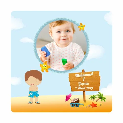 Plaj Temalı Doğum Günü Magneti